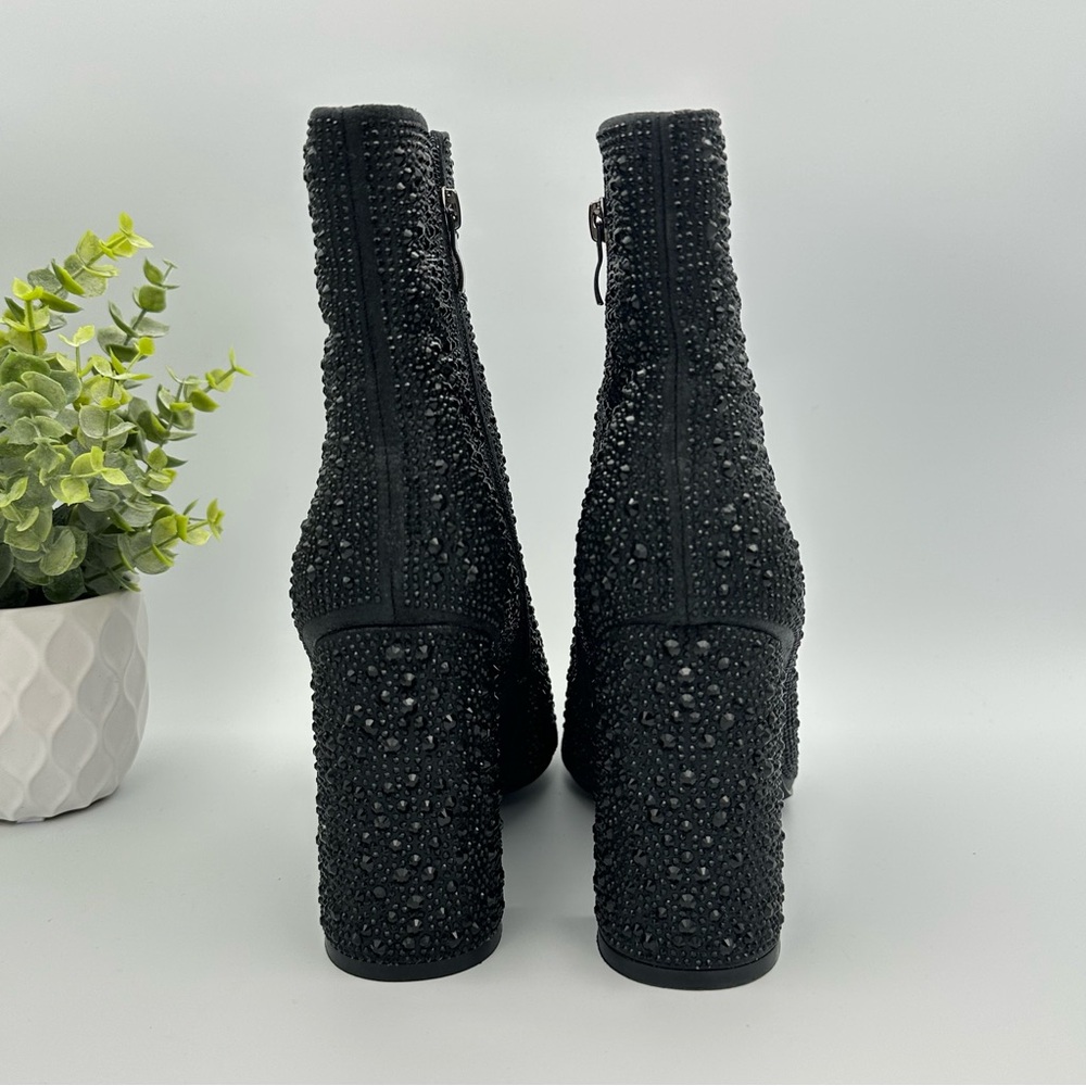 Lauren Lorraine Women's Black Crystal Embellished Pointed Toe Boots Size 9.5 - Picture 6 of 12